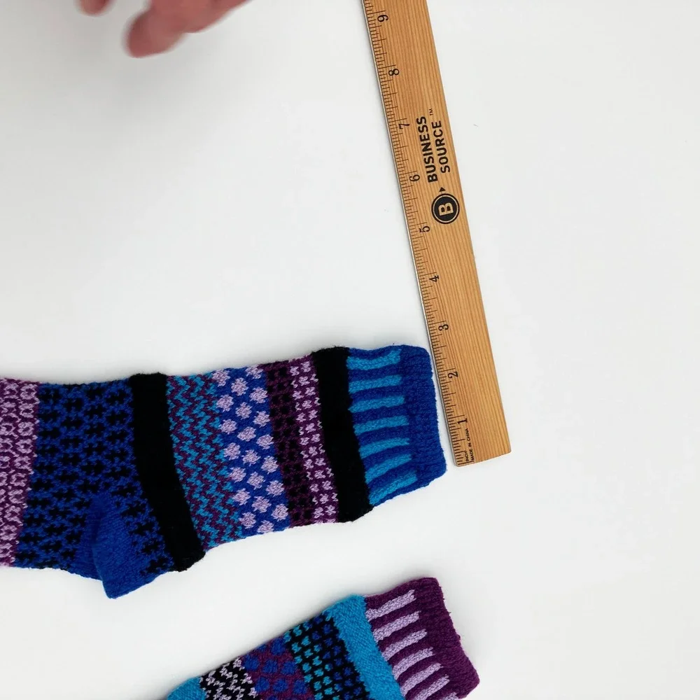 Solmate Socks Raspberry Knitted Crew Socks Small Purple Blue Mismatched USA